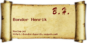 Bondor Henrik névjegykártya